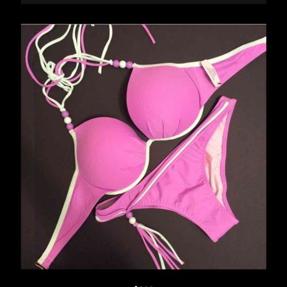NWT VS BIKINI LILAC PURPLE MINT BEADS STRAPPY - Picture 1 of 4